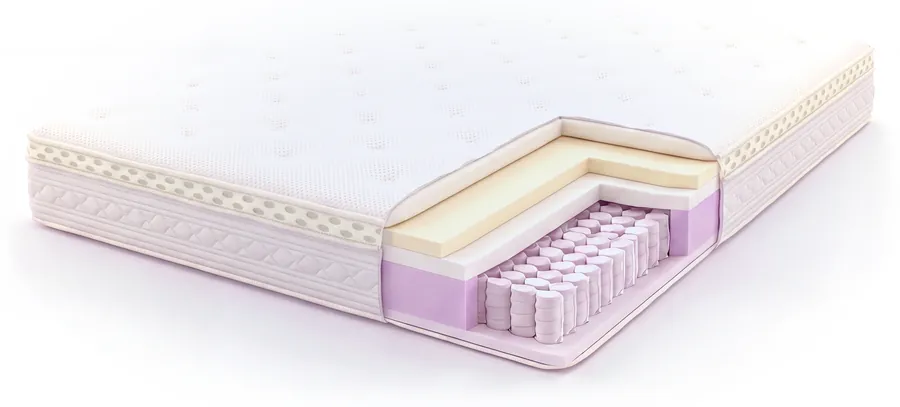 The Dreemex Deep mattress cut open to show its layers